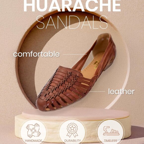 Women's Leather Sandals Huarache Handmade Mexican Stylish Comfortable Casual - Picture 3 of 6